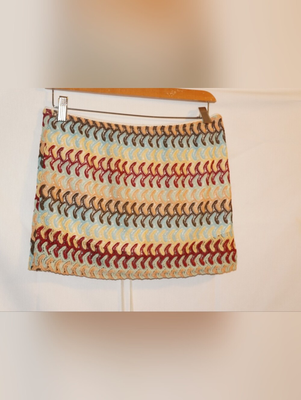 Crochet Drawstring Mini Skirt Yellow Orange Size 6 - Picture 5 of 9